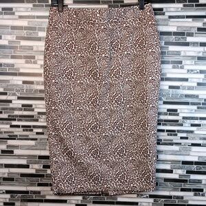 Liz Claiborne NY  Brown Leopard Print Pencil Skirt Size 8 Mob Wife